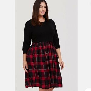 2X XXL 2 TORRID TARTAN SWEATER POPOVER MIDI DRESS NWT